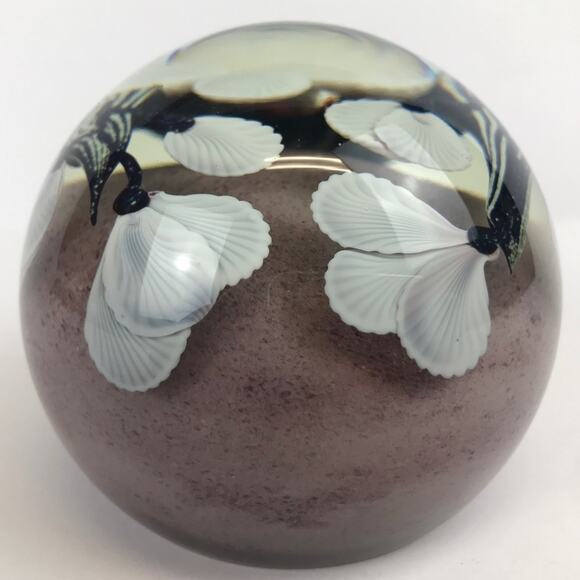 Orient & Flume White Flower on Branches Lampwork 1981 Paperweight Signed Sillars - Picture 6 of 16